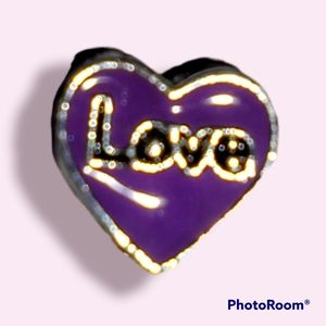 Purple Love Heart Floating Charm